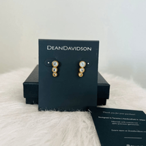 D EAN Davidson 22K Gold Plated Manhattan Blue Topaz Ear Crawler Earrings, Nwt - £134.20 GBP