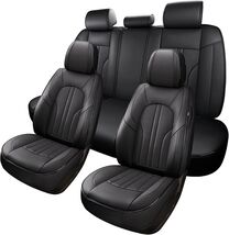 Universal Fit Full Set of Black Leather Car Seat Covers - Easy Care &amp; El... - $265.27
