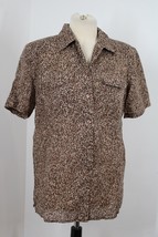 Vtg 80s Jennifer L Leopard Print 100% Silk Short Sleeve Shirt Top - £23.07 GBP