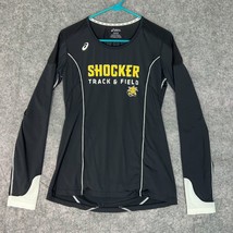 Wichita State Shockers Womens Shirt Medium Asics Black Yellow NCAA Track Run A4 - £14.64 GBP