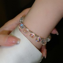 Fashion Crystal Bracelet For Women Korean Style Adjustable Clear Beaded Bracelet - £13.96 GBP