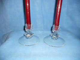 Pair of Vintage Duncan Miller &quot;Canterbury&quot; Crystal  Single Candlesticks - $8.90