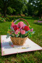 Flower basket pop-up greeting card 15cm x 20cm UK sales only - $10.00