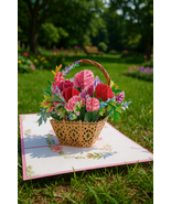 Flower basket pop-up greeting card 15cm x 20cm UK sales only - $10.00