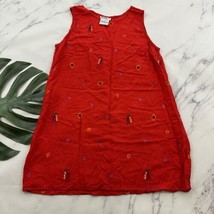 R&amp;K Womens Vintage 90s Mini Dress Size 14 Red Floral People Print Shift ... - $32.66