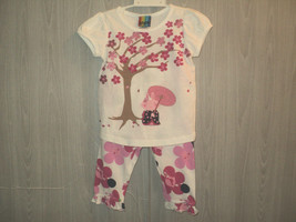 NEW Lazoo Girl&#39;s Outfit Infant 18 Months Flowers &amp; Bunnies White &amp; Pink Set - £19.08 GBP