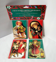 Set 8 Sealed Strung Victorian Christmas Card Ornaments 2 ea of 4 designs 3½ x 5&quot; - £16.94 GBP