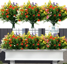 Outdoor Uv Resistant Fake Mums Plastic Plants For Outside Window Box Hanging - £31.40 GBP