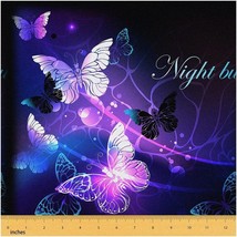 Midnight Garden Butterfly Fabric - 2 Yards of Trippy Night - $68.30