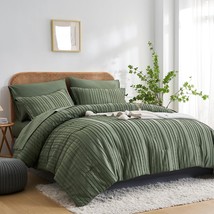 Wuruibo Queen Comforter Set,7 Pieces Bed In A Bag Green Tufted, Green,Queen - £50.13 GBP