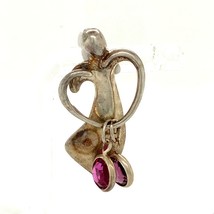 Vtg Signed 925 Carolyn Pollack Mothers Love with Pink Tourmaline Dangle Pendant - £39.76 GBP