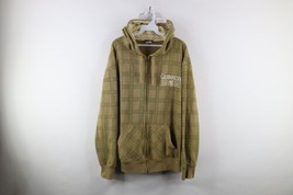 Vtg Guinness Beer Mens Large Faded Spell Out Full Zip Hoodie Sweatshirt Plaid - $59.35