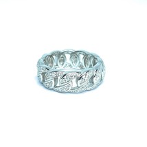 ADIRFINE 925 Solid Sterling Silver Chunky Curb Cuban Cubic Zirconia Ring - $89.99+