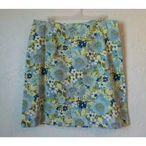 Jaclyn Smith Blue Floral Short Skirt Women size 16 Stretch Cotton Zip Up... - $13.85