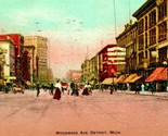 Woodward Ave Street View Detroit Michigan MI 1910s DB Postcard - $12.61