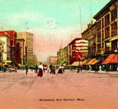 Woodward Ave Street View Detroit Michigan MI 1910s DB Postcard - £10.07 GBP