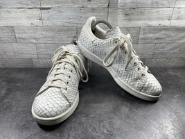 Adidas Stan Smith Sneakers Women 8M Shoes White Leather Snake Print Trai... - $37.70 CAD