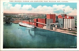 Canada Ontario Port Arthur Harbour &amp; Elevator Ship Fort William Vintage Postcard - £5.12 GBP