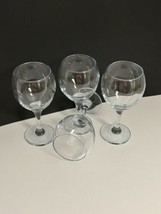 Lot of 4 Balloon Goblet Wine Glass Clear Smooth Stem Light Blue Hue Heavy - $29.69