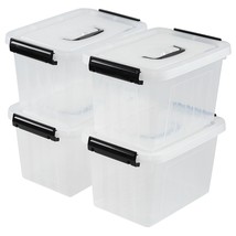 6 Quart Clear Plastic Lidded Storage Bins, Latching Box With Handle, 4 Packs - $41.99