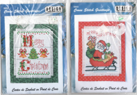 Cross Stitch Christmas Greeting Card Kits Lot of 2 Design Works Santa Sl... - $20.79