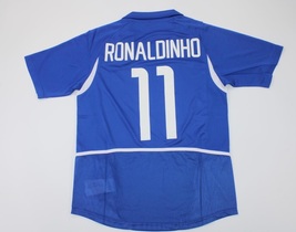 brazil jersey 2002 shirt ronaldinho world cup short sleeve away blue - £67.11 GBP