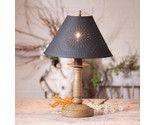 BEDSIDE TABLE LAMP &amp; Punched Tin Shade - Distressed Pearwood Yellow Fini... - $207.45