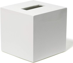 NEW Jonathan Adler Tissue Box Cover Holder White Glossy Lacquer Square - £35.68 GBP