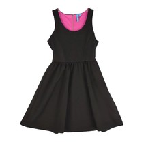 L&#39;AMOUR Nanette Lepore Sz S Black Fit &amp; Flare Skater Dress Sleeveless Pink Lined - £19.03 GBP