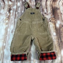 Osh Kosh Boys Size 18M Beige Flannel Lined Corduroy Overalls Bib Vestbak Pants - £15.17 GBP