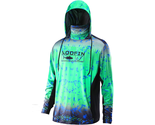 Performance Fishing Hoodie with Face Mask UPF50 Sunblock Long Sleeve, Green - $57.76