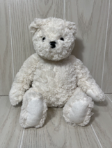 Toys R Us 2014 White Plush teddy bear black nose sitting textured shaggy fur - $14.84