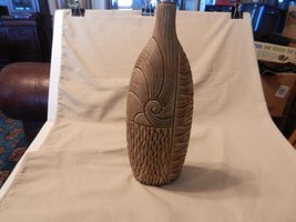 Decorative Brown Pottery Bud Flower Vase Intricate Design from CasaModa - $40.00