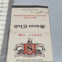 Rare Matchbook Cover Swan Club Glenwood Landing Long Island gmg  foxing Unicorns - £11.71 GBP