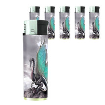 Butane Refillable Electronic Lighter Set of 5 Dragon Design-001 Custom Mythology - £12.39 GBP