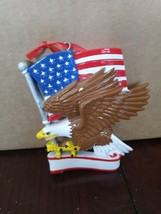 Bald Eagle America Flag Ornament - £20.47 GBP