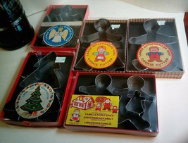 5 Sets Vintage Nos Metal Cookie Cutters Gingerbread Angel Christmas Box Fox Run - £32.29 GBP
