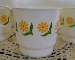 Retro ~ Set of Eight (8) Cups ~ Mugs ~ White Plastic Dishes w/Daisy Design - £17.83 GBP