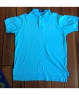 Vintage 90s USA Made Ralph Lauren Classic Polo Turquoise Blue Collar Shi... - £39.10 GBP