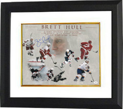 Brett Hull signed Career Collage 16x20 Photo Custom Framed (Detroit Red Wings/St - £118.03 GBP