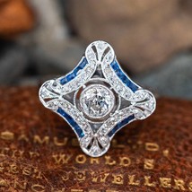 Art Deco Vintage Ring, Bezel Set Woman&#39;s Wedding Engagement Ring - £135.41 GBP