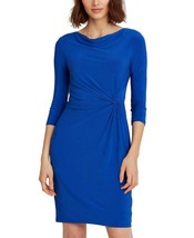 New Ralph Lauren Blue Career Jersey Pleated Sheath Dress Size 14 Size 16 - £70.07 GBP+