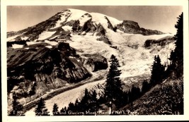 Rppc Postcard Where Flowers And Glaciers Meet Mt Rainier National Park Wa BK46 - £4.74 GBP