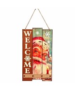 Vintage-Inspired Wooden Santa Welcome Sign With Rope Hanger - $19.55