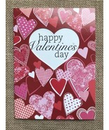 Karen Capewell Red Pink White Heart Pattern Valentines Card - £2.32 GBP
