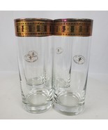 Vintage 4 J Preziosi Lavorato A Mano Clear Hi-Ball Tumbler Gold Rim 8.25... - $21.00