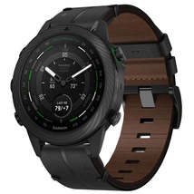 For Garmin MARQ Golfer 22mm Leather Textured Watch Band(Black) - £30.97 GBP