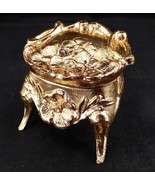 Footed Antique Gilded Floral Trinket Box - $55.00