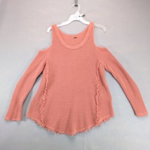 Free People Open Shoulder Waffle Knit Sweater Women&#39;s L Apricot Cotton F... - $405.03 MXN