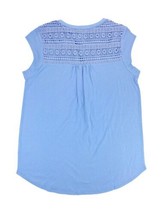 Orvis Womens Anna Crochet Lace Top Size Medium Color Dusty Blue - £19.02 GBP